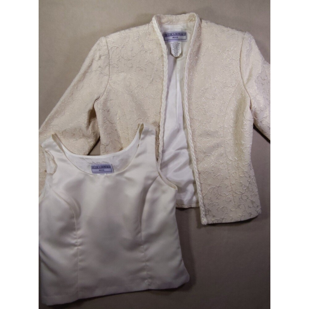 Vintage 90s Jessica Howard Gold Metallic Lined Jacket & Tank